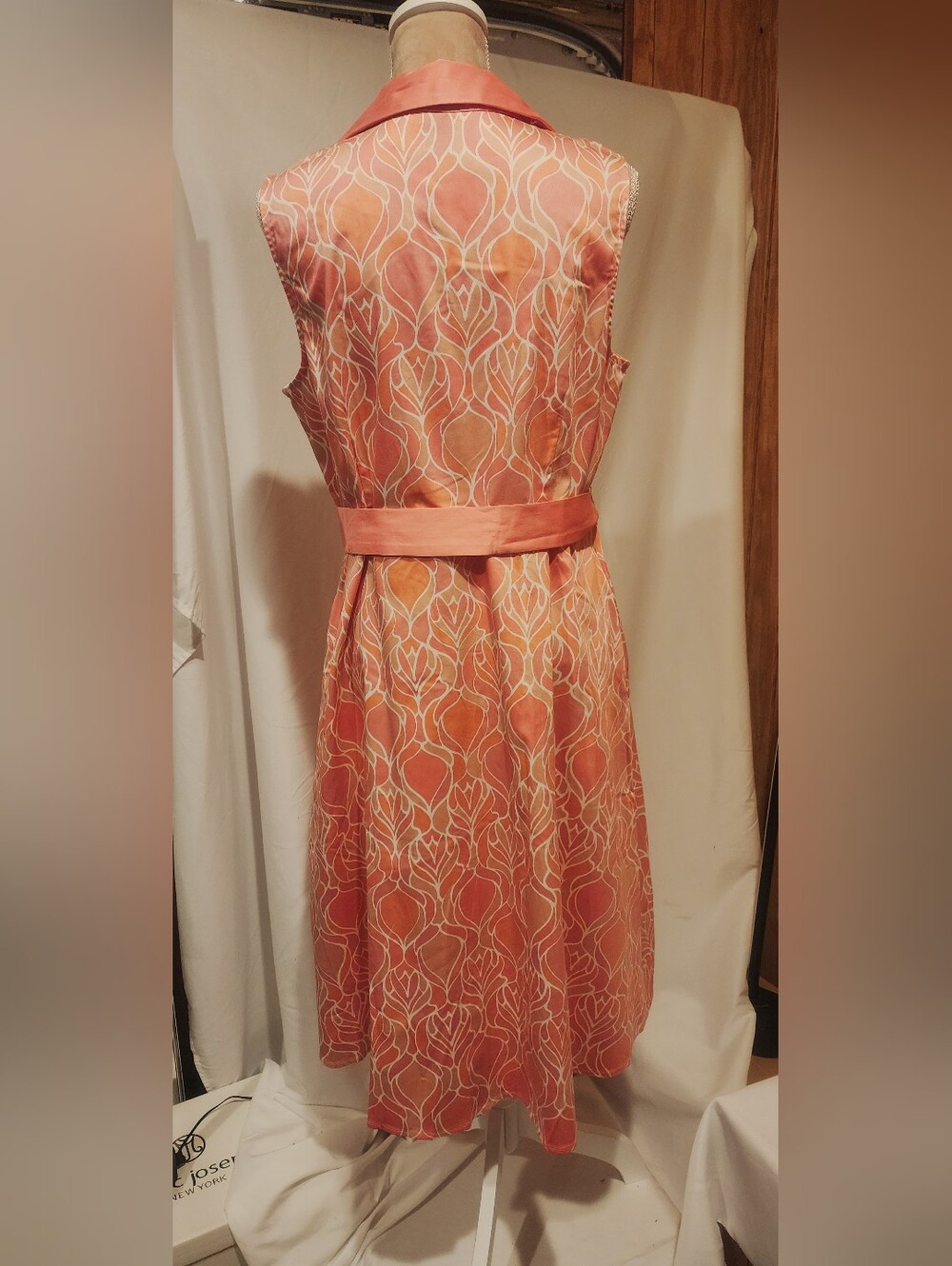 Isaac Mizarahi Pink Printed Dress with Collar & pockets Vintage Size 14 - Picture 8 of 8